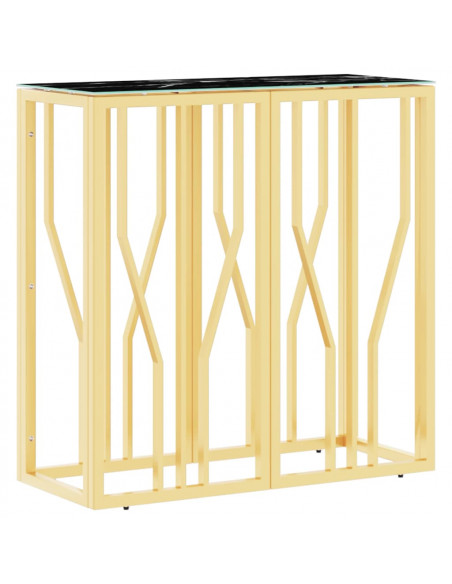 Tavolino Consolle Oro 70x30x70 cm in Acciaio Inox e Vetro