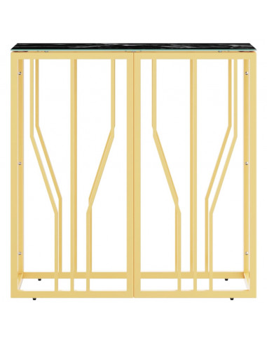 Tavolino Consolle Oro 70x30x70 cm in Acciaio Inox e Vetro