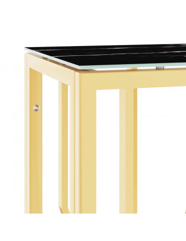 Tavolino Consolle Oro 70x30x70 cm in Acciaio Inox e Vetro