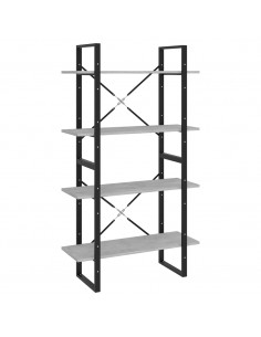 Libreria 4 Ripiani Grigio Cemento 80x30x140cm Legno Multistrato 2