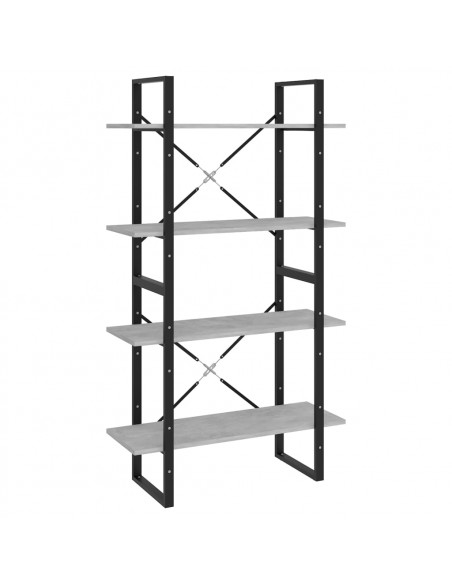 Libreria 4 Ripiani Grigio Cemento 80x30x140cm Legno Multistrato