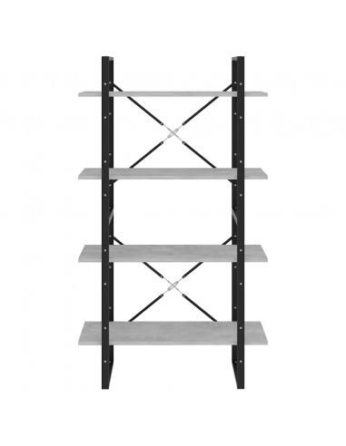 Libreria 4 Ripiani Grigio Cemento 80x30x140cm Legno Multistrato