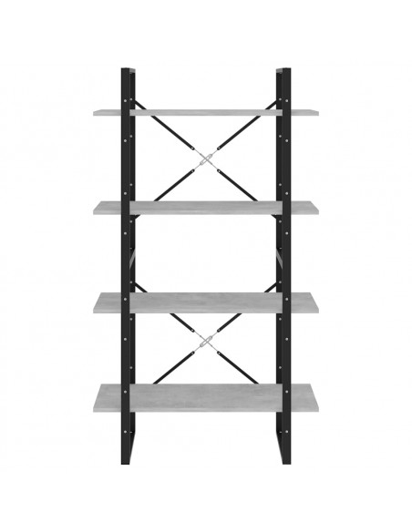 Libreria 4 Ripiani Grigio Cemento 80x30x140cm Legno Multistrato