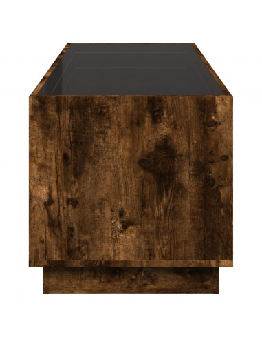 Tavolino da Salotto con LED Infinity Rovere Fumo 90x50x50 cm