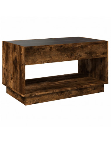 Tavolino da Salotto con LED Infinity Rovere Fumo 90x50x50 cm