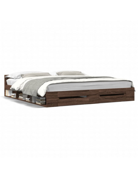 Giroletto Cassetti Rovere Marrone 200x200 cm Legno Multistrato