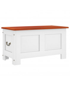 Cassapanca con Coperchio Marrone e Bianco Legno Massello Acacia 2