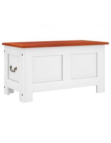 Cassapanca con Coperchio Marrone e Bianco Legno Massello Acacia