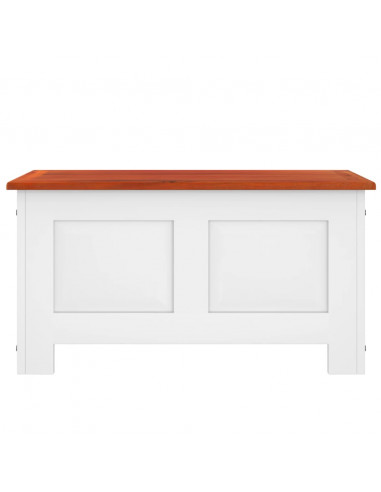 Cassapanca con Coperchio Marrone e Bianco Legno Massello Acacia
