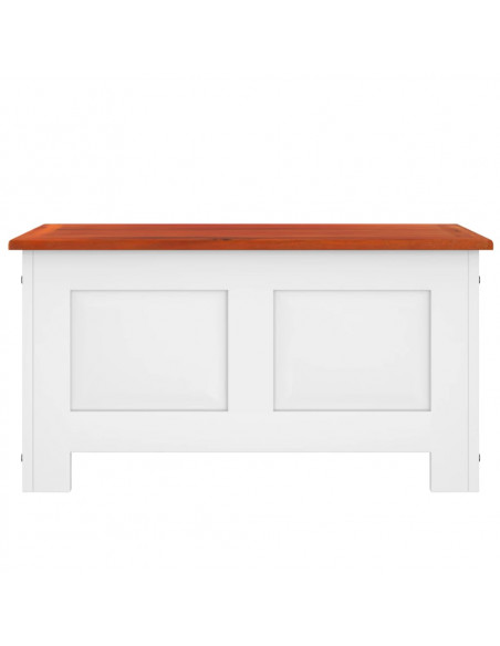 Cassapanca con Coperchio Marrone e Bianco Legno Massello Acacia
