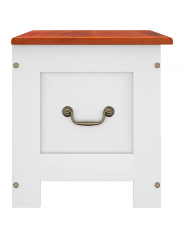Cassapanca con Coperchio Marrone e Bianco Legno Massello Acacia