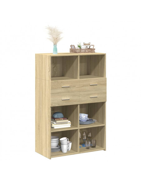 Credenza Rovere Sonoma 80x42,5x124 cm in Legno Multistrato