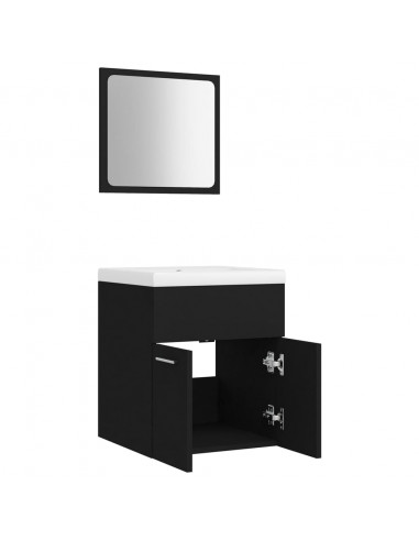 Set Mobili da Bagno Nero in Truciolato