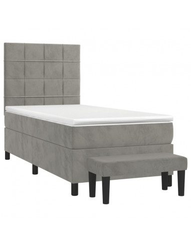 Giroletto a Molle con Materasso Grigio Chiaro 80x200 cm Velluto