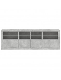 Credenza con Luci LED Grigio Cemento 202x37x67 cm 2
