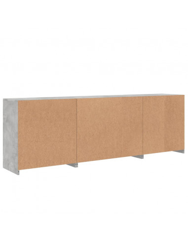 Credenza con Luci LED Grigio Cemento 202x37x67 cm