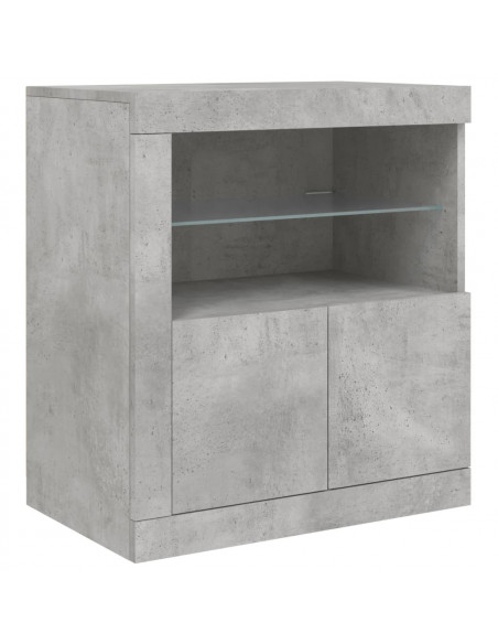 Credenza con Luci LED Grigio Cemento 202x37x67 cm