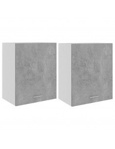 Armadi Sospesi 2 pz Grigo Cemento 50x31x60 cm in Multistrato 2