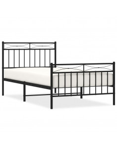 Giroletto con Testiera e Pediera Metallo Nero 100x190 cm 2