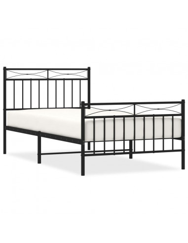 Giroletto con Testiera e Pediera Metallo Nero 100x190 cm