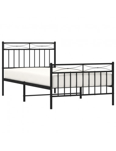 Giroletto con Testiera e Pediera Metallo Nero 100x190 cm
