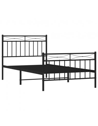 Giroletto con Testiera e Pediera Metallo Nero 100x190 cm