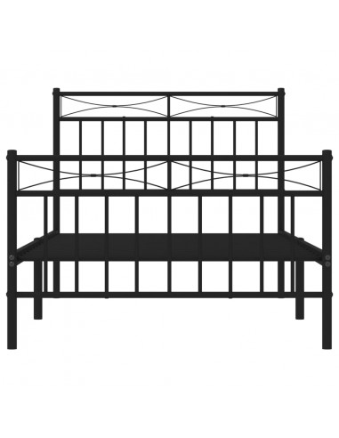 Giroletto con Testiera e Pediera Metallo Nero 100x190 cm