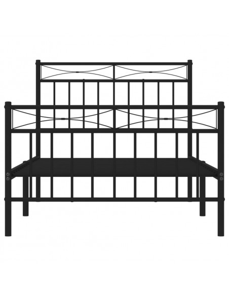 Giroletto con Testiera e Pediera Metallo Nero 100x190 cm