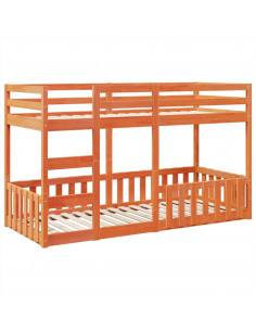 Letto a Castello Marrone Cera 80x200 cm in Legno di Pino 2