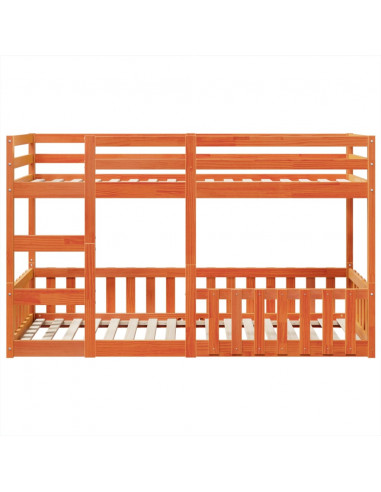 Letto a Castello Marrone Cera 80x200 cm in Legno di Pino