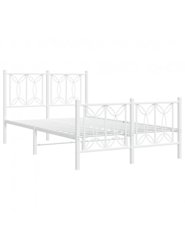 Giroletto con Testiera e Pediera Metallo Bianco 120x190 cm