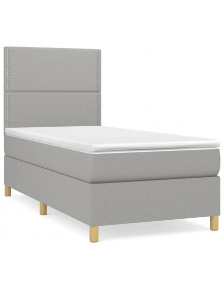 Giroletto a Molle con Materasso Grigio Chiaro 80x200 cm Tessuto