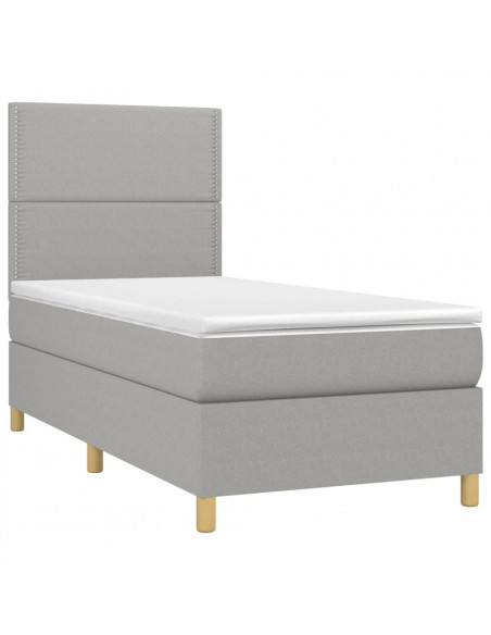 Giroletto a Molle con Materasso Grigio Chiaro 80x200 cm Tessuto