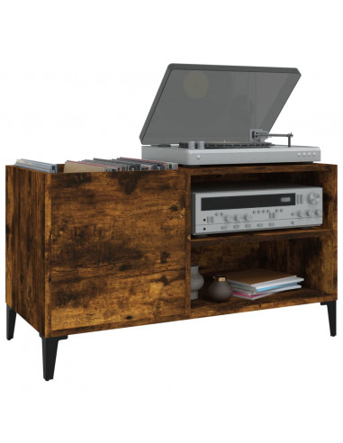 Mobile Porta Dischi Rovere Fumo 84,5x38x48 cm Legno Multistrato