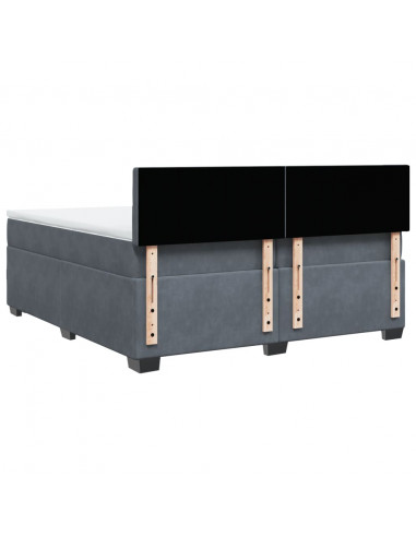 Giroletto a Molle con Materasso Grigio Scuro 200x200 cm Velluto