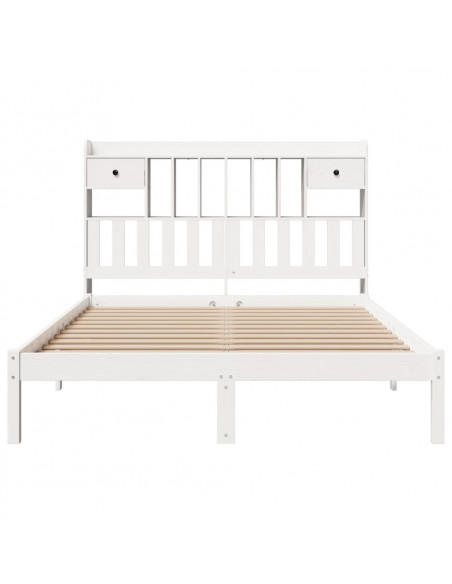 Letto Libreria senza Materasso Bianco 150x200 cm Legno di Pino