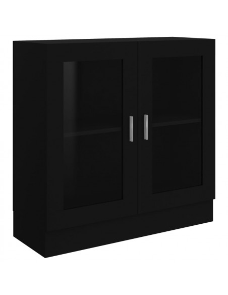 Armadietto con Vetrina Nero 82,5x30,5x80 cm Legno Multistrato
