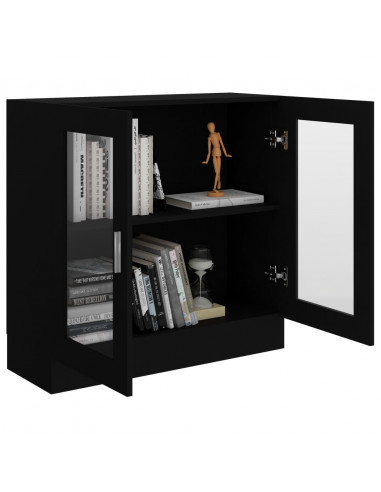 Armadietto con Vetrina Nero 82,5x30,5x80 cm Legno Multistrato