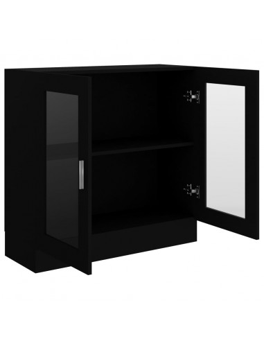 Armadietto con Vetrina Nero 82,5x30,5x80 cm Legno Multistrato
