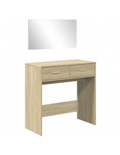 Toeletta con Specchio Rovere Sonoma 80x39x80 cm 2