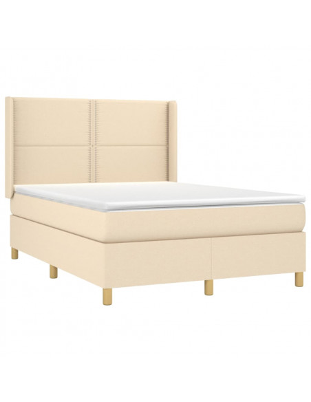 Letto a Molle con Materasso e LED Crema 140x200 cm in Tessuto
