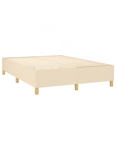 Letto a Molle con Materasso e LED Crema 140x200 cm in Tessuto