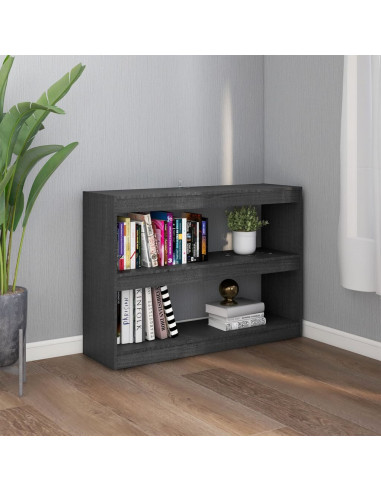 Libreria/Divisorio Grigio 100x30x71,5 cm in Legno Massello di Pino