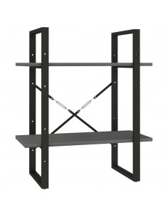 Libreria a 2 Ripiani Grigia 60x30x70 cm in Massello di Pino 2