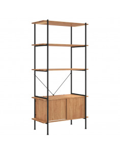 Scaffalatura 5 Livelli con Mobile 80x40x163 cm Acciaio e Legno 2