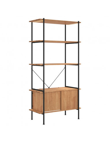 Scaffalatura 5 Livelli con Mobile 80x40x163 cm Acciaio e Legno