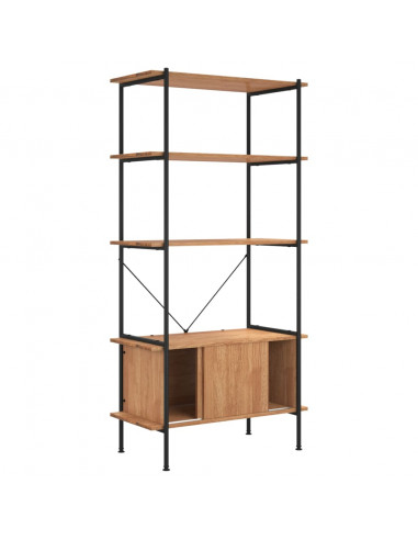 Scaffalatura 5 Livelli con Mobile 80x40x163 cm Acciaio e Legno