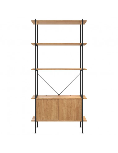 Scaffalatura 5 Livelli con Mobile 80x40x163 cm Acciaio e Legno
