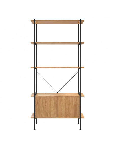 Scaffalatura 5 Livelli con Mobile 80x40x163 cm Acciaio e Legno