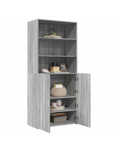 Credenza Grigio Sonoma 80x42,5x185 cm in Legno Multistrato